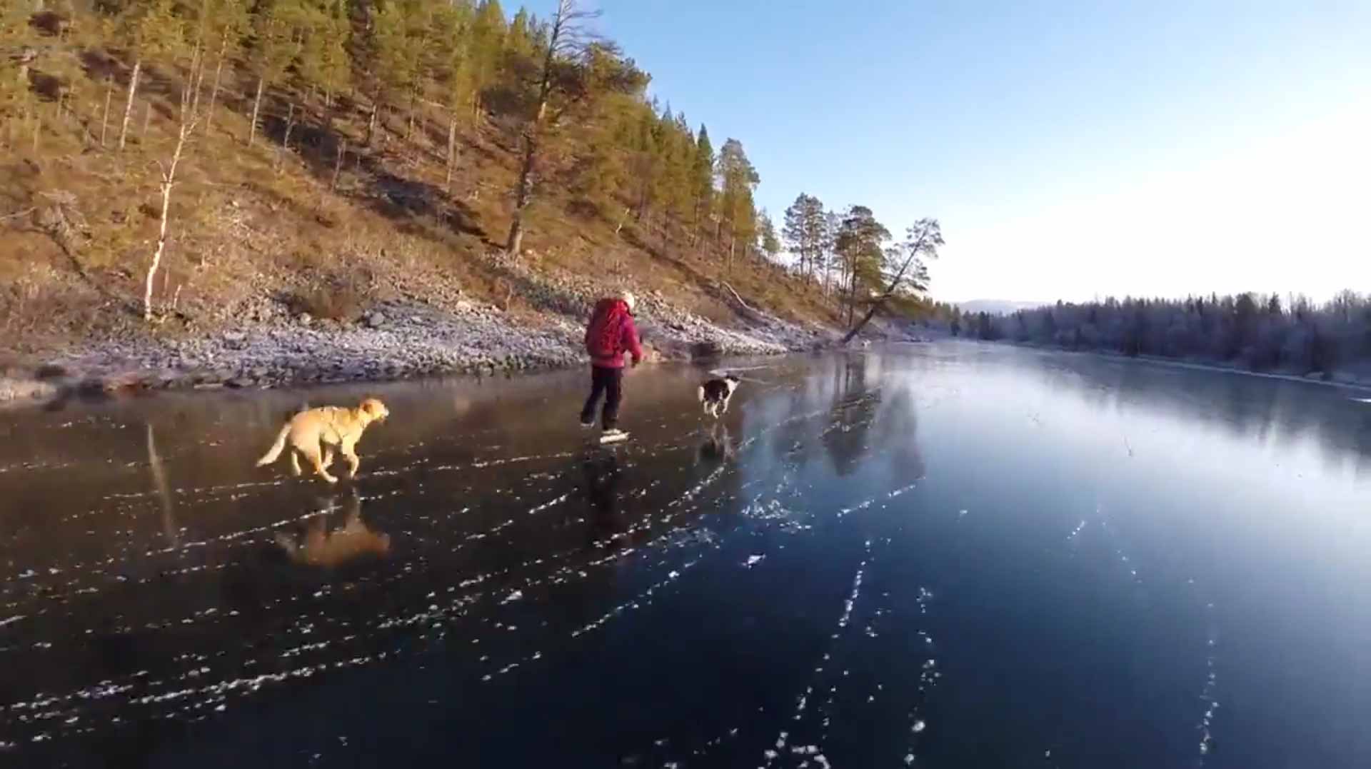 Skating On Crystal Clear Ice In Sweden