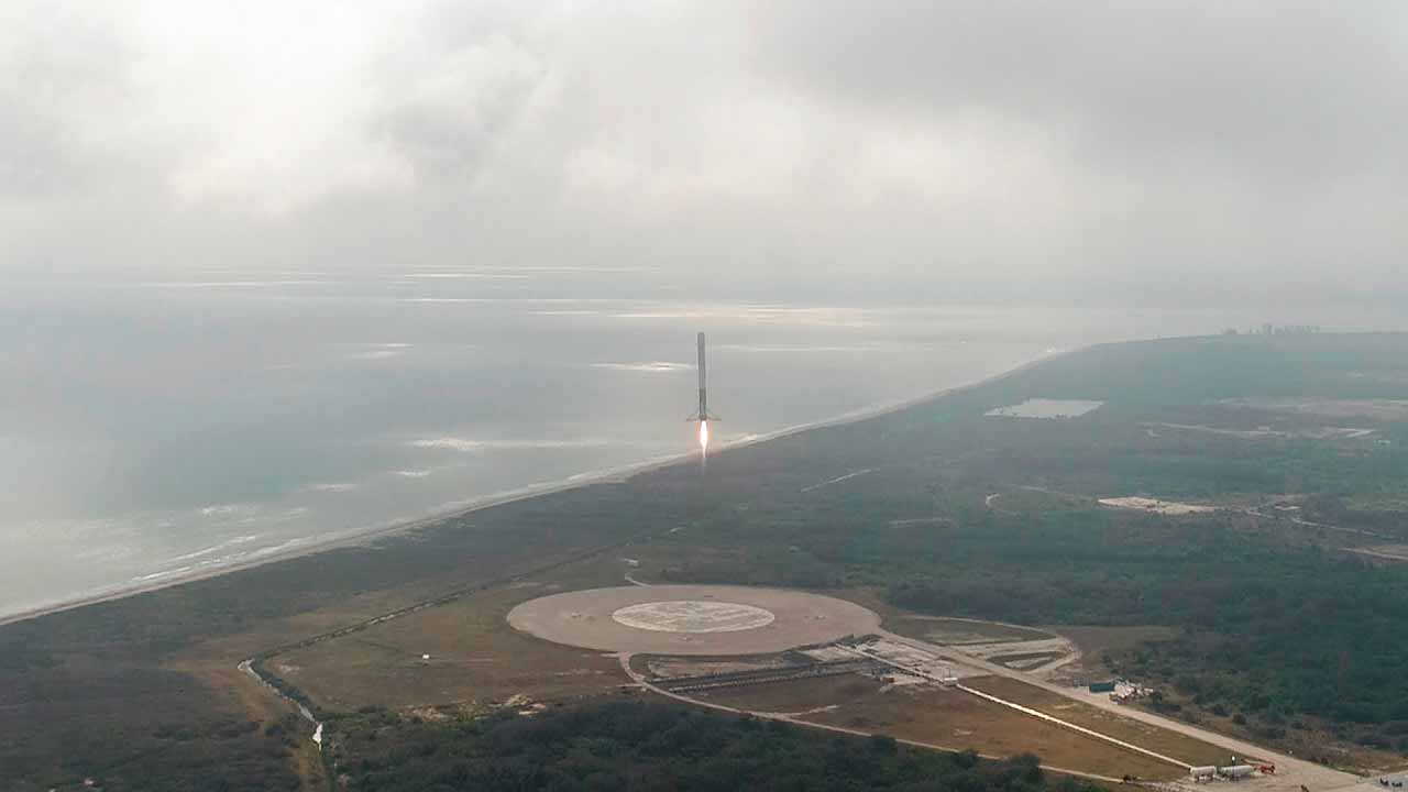 As Seen From A Drone Camera: SpaceX Falcon 9 First Stage Landing