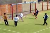 Dog Scores Soccer Goal