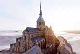 Drone Flight Through Mont Saint-Michel Medieval Castle