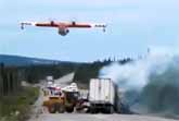 Fire-Fighting Airplane Cools Off Traffic Accident