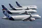 Four Airbus Jets Flying In Formation