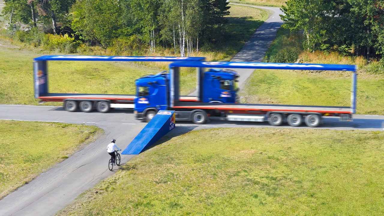 Matt Jones’ HeartStopping Bike Jump Through Moving Trucks